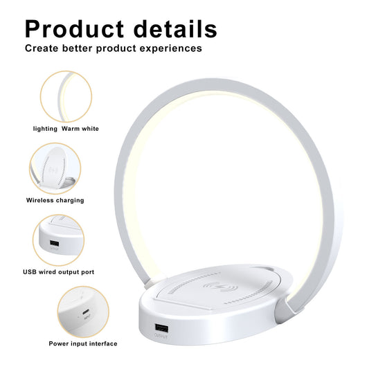Lámpara Nocturna Inteligente con Altavoz Bluetooth, Cargador Inalámbrico 10W y Soporte para Teléfono - Image 5