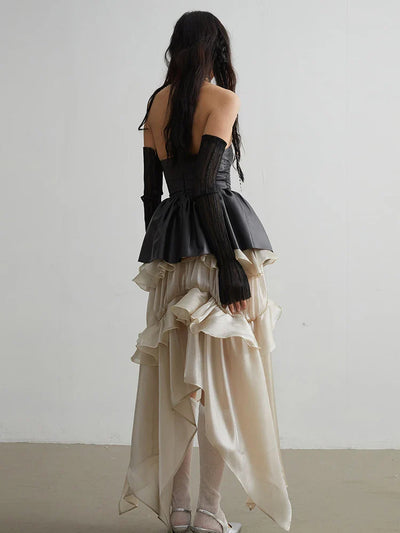 Falda de Cuero PU con Borde de Loto Hueco - Elegancia Sofisticada - Image 11