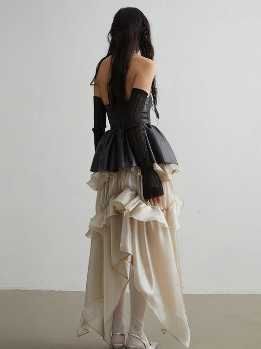 Falda de Cuero PU con Borde de Loto Hueco - Elegancia Sofisticada - Image 11