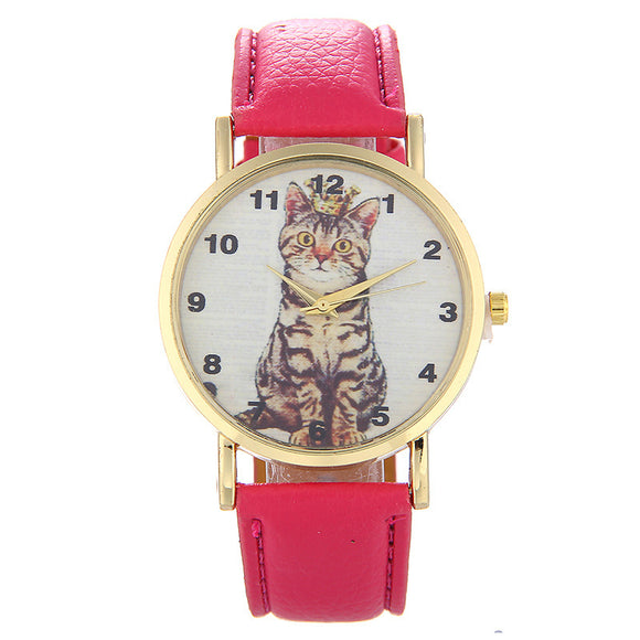 Reloj con Patrón de Gatito Adorable en Cuclillas