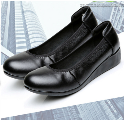 Zapatos de Trabajo Cuero Auténtico para Mujer Negro Antideslizantes Planos - Image 7