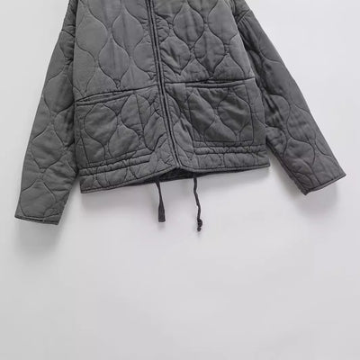 Chaqueta Retro Americana de Algodón con Cuello Tipo Polo y Diseño Rombo para Mujer - Image 5