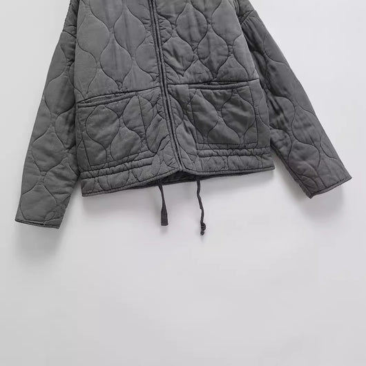 Chaqueta Retro Americana de Algodón con Cuello Tipo Polo y Diseño Rombo para Mujer - Image 5