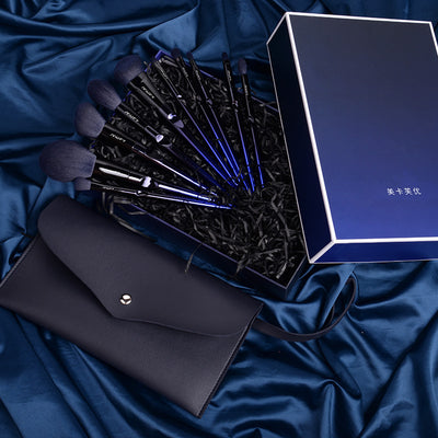 Set de 10 Brochas de Maquillaje Azul Premium - Image 6