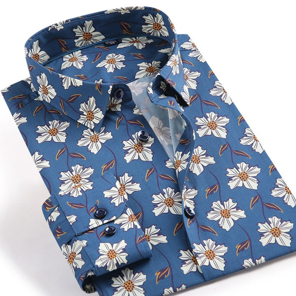 Camisa Estampada de Manga Larga para Hombre