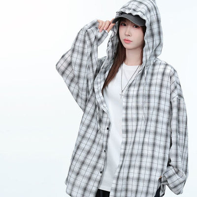 Camisa Cuadros con Capucha Oversized Retro Casual - Image 11