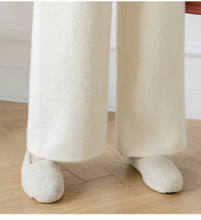 Pantalones Anchos de Felpa Mink con Drapeado Casual Acolchados - Image 11