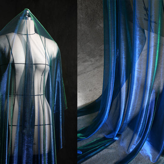 Tela de Malla Degradado Láser Brillante Azul Diamante Perspectiva - Image 10
