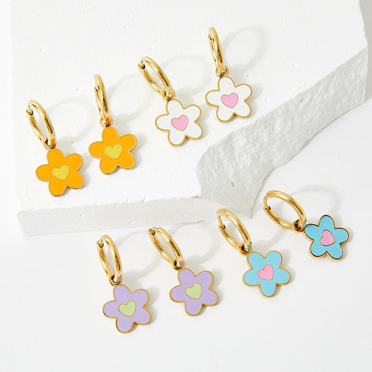 Conjunto de Collar y Aretes de Aleación con Diseño Colorido y Efecto Óleo - Image 2