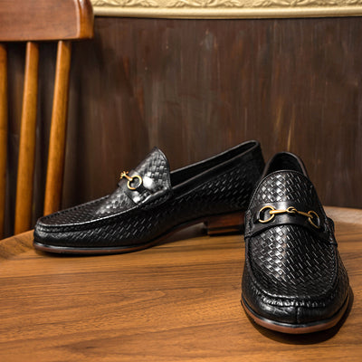 Mocasines de Cuero Tejido para Hombre - Zapatos Business Casual - Image 3