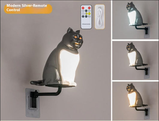 Lámpara de Pared Gato USB con Luz Nocturna y Carga Inalámbrica - Image 4