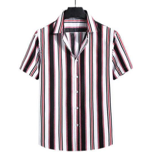Camisa Holgada de Rayas para Hombre - Manga Corta - Image 5