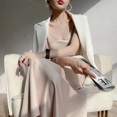 Vestido Largo Temperamento Francés para Mujer con Tirantes - Image 12
