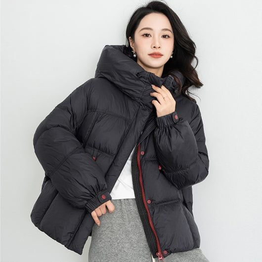 Chaqueta Corta con Capucha de Algodón Cálida para Mujer - Image 4