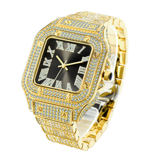 Reloj Hip Hop Cuadrado con Diamantes Completos para Hombre - Image 9