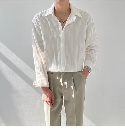 Camisa Suelta de Manga Larga para Hombre - Estilo Moderno - Image 12