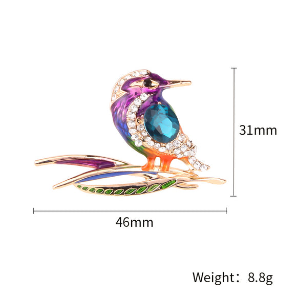Broche de Cristal Pájaro Carpintero Hecho a Mano
