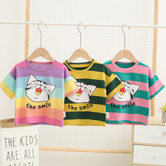 Camiseta Infantil Gato de Manga Corta N240 - Unisex