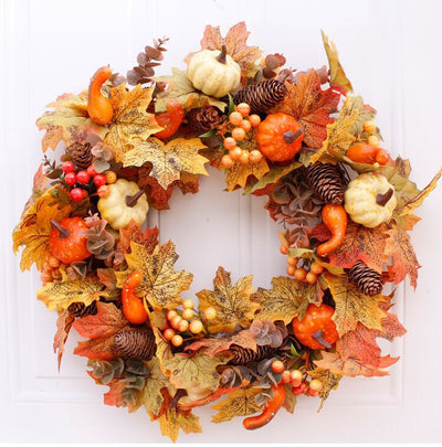 Corona de Cosecha Otoñal con Calabaza y Bayas - Decoración Colgante para Puerta Acción de Gracias - Image 10