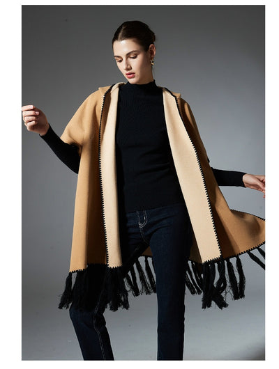 Poncho Hoodie con Borlas - Abrigo Versátil para Otoño e Invierno - Image 21