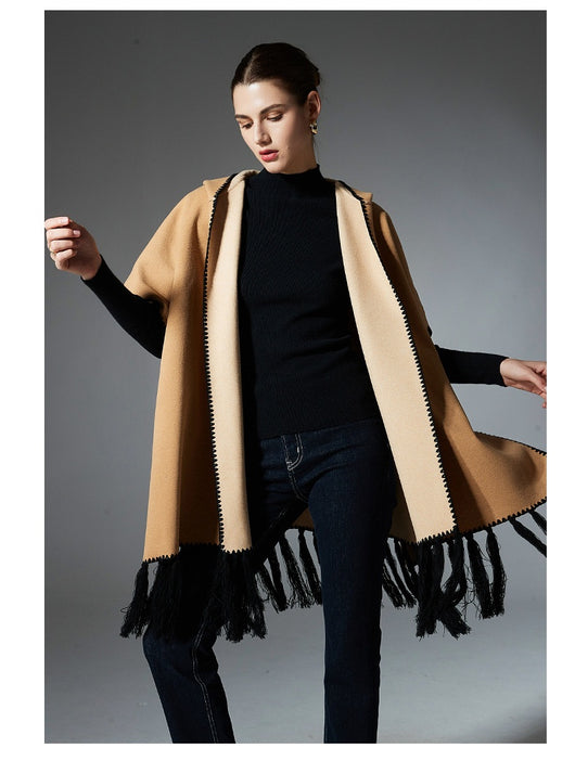 Poncho Hoodie con Borlas - Abrigo Versátil para Otoño e Invierno - Image 21