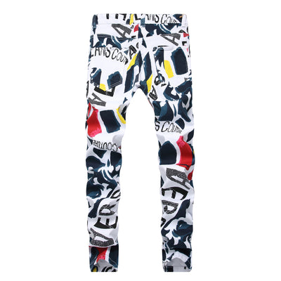 Jeans Casuales Blancos con Estampado y Stretch para Hombre - Image 4