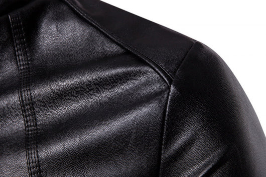 Chaqueta de Cuero PU para Motociclista con Cuello Sólido - Talla Grande - Image 4