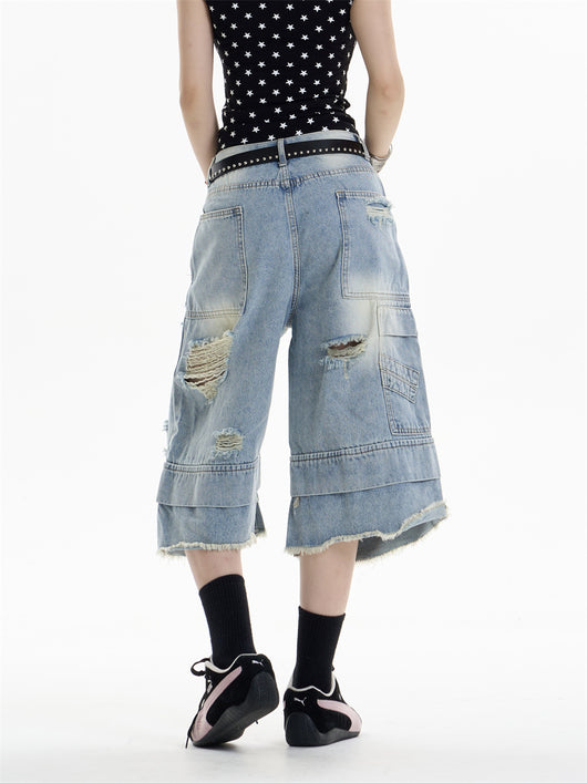 Shorts Denim Rotos Cintura Alta Sueltos para Mujer - Image 11