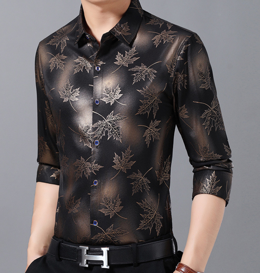 Camisa Casual de Manga Larga Estampada para Hombre - Image 4