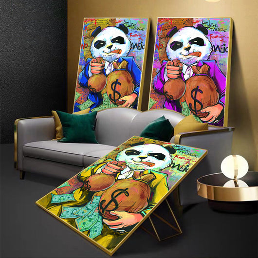 Cuadro Canvas Panda Morado - Arte Divertido con Bolsa de Dinero - Image 8