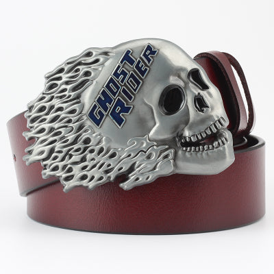 Cinturón Casual de Cuero con Hebilla Ghost Head y Correa Ancha Decorativa - Image 18
