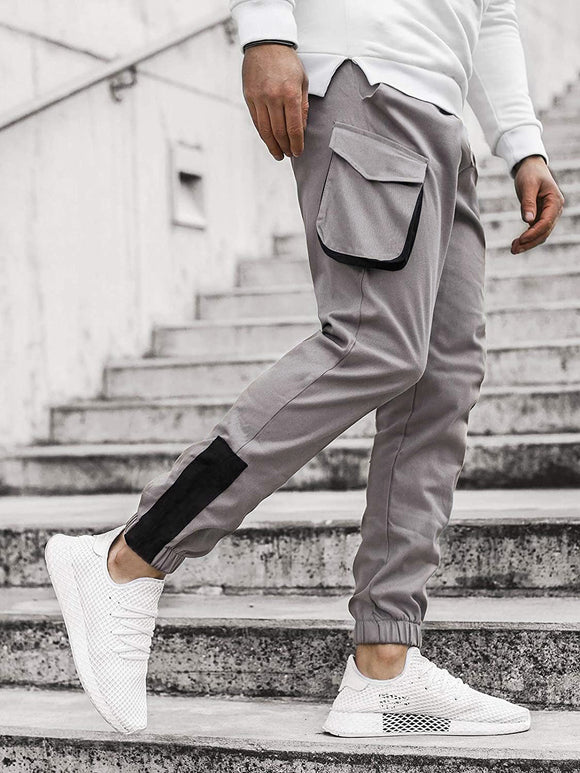 Pantalones Cargo Color Block con Bolsas Tridimensionales