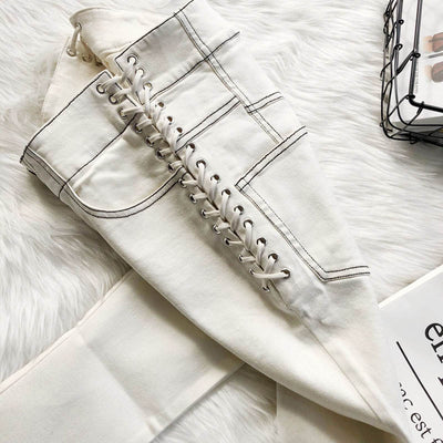 Jeans Blancos con Cordón Ajustable - Comodidad y Estilo - Image 11
