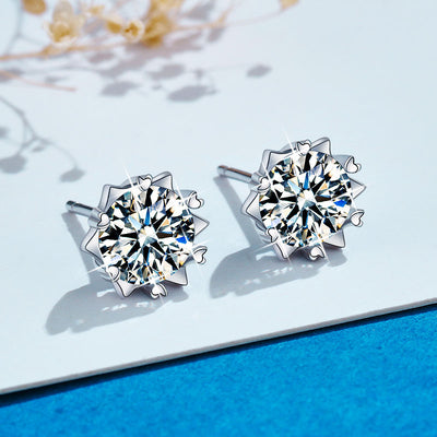 Aretes de Plata S925 Diseño Minimalista Copo de Nieve - Image 8