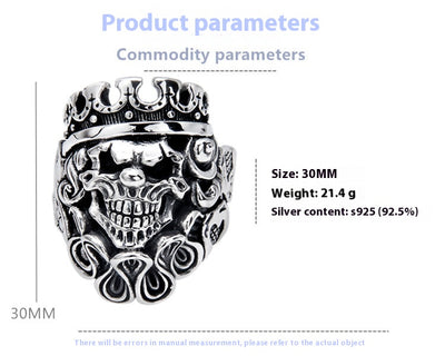 Anillo de Calavera en Plata Esterlina 925 para Hombre - Image 11