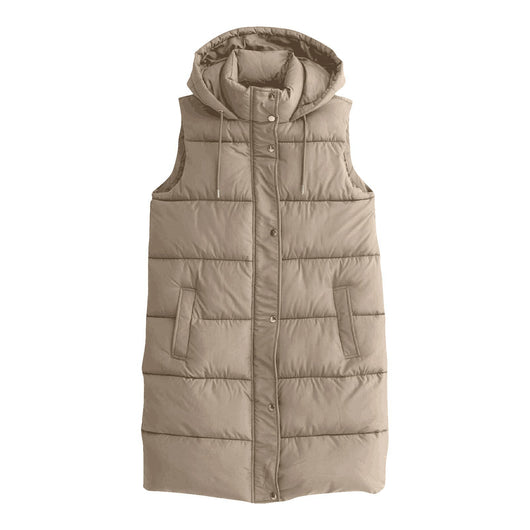 Chaleco Abrigo Mujer Capucha Solapa Única Colores Lisos - Image 23