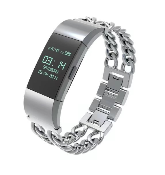 Correa Doble Cadena de Acero Inoxidable para Fitbit Charge 2