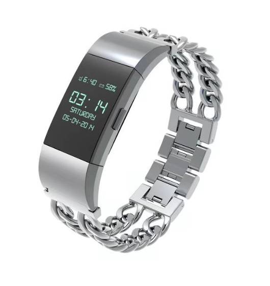 Correa Doble Cadena de Acero Inoxidable para Fitbit Charge 2