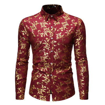 Camisa Casual Hombre con Estampado Floral Bronce - Image 9