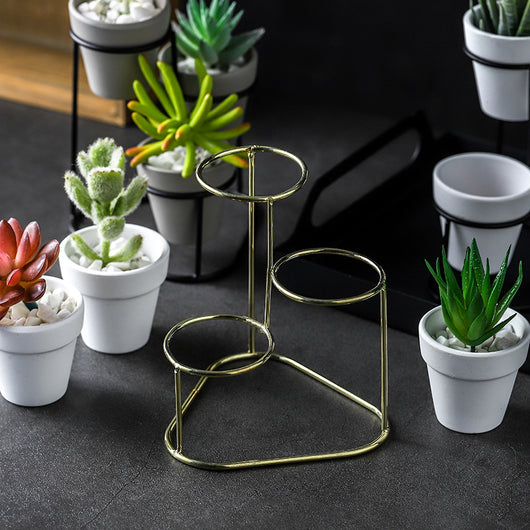 Maceta de Cerámica con Soporte de Hierro Minimalista - Image 2