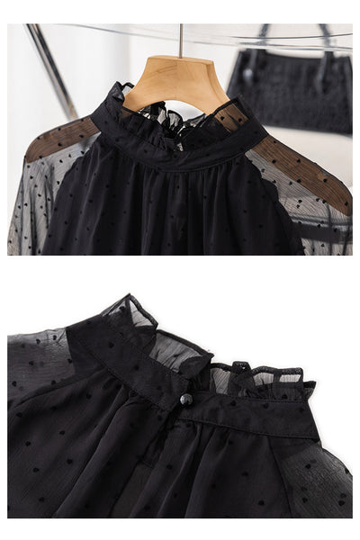 Blusa Larga de Gasa con Lunares para Mujer - Image 14
