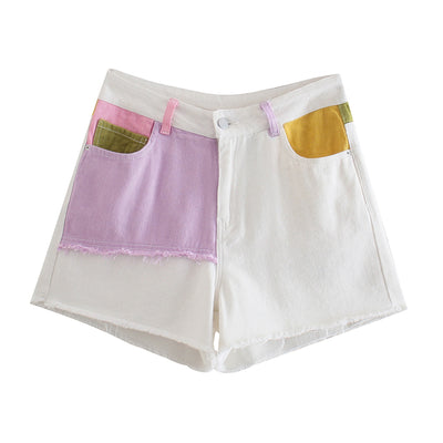 Shorts Casuales de Patchwork Multicolor - Diseño Versátil para Hombre - Image 9