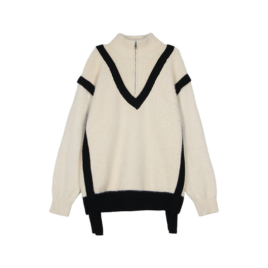 Suéter Tejido de Mohair para Hombre - Cuello Polo Suelto Invierno - Image 9