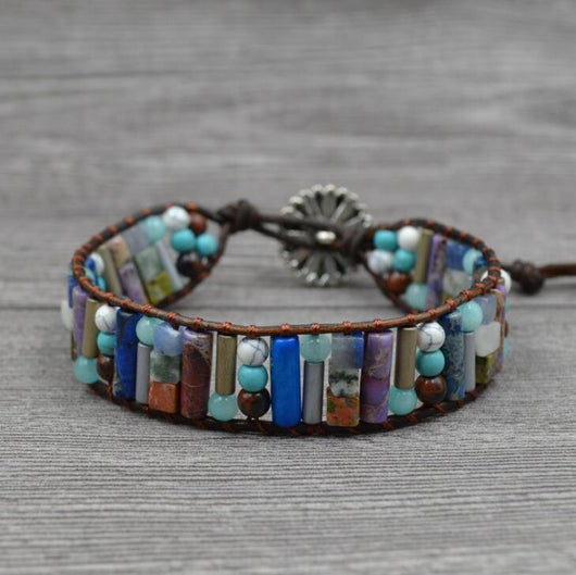 Pulsera Chakra de Piedras Naturales - Tejida en Cuero con Cuentas Multicolor - Image 16