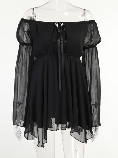 Vestido Asimétrico de Hombro Único con Falda Corta - Image 4