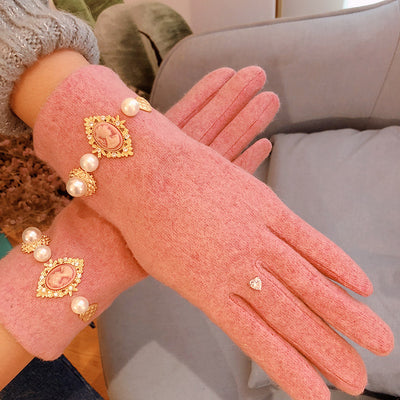 Guantes de Perla con Retrato Antiguo para Mujer - Image 10