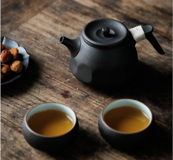 Juego de Té de Cerámica Negra Artesanal