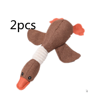 Plush teal duck dog toy with orange beak and feet, and a white ribbed neck, designed for sounding and puzzling. - Image 20