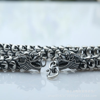 Collar Vintage Cabezas de Dragón Doble Plata S925 con Escamas - Image 2