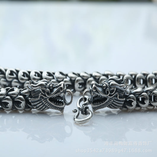Collar Vintage Cabezas de Dragón Doble Plata S925 con Escamas - Image 2